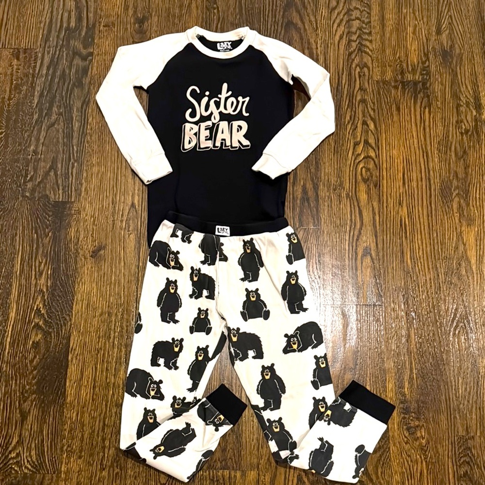 Lazy One Black and White Pajama Set with Cow Print